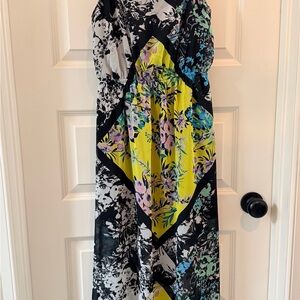 love, Fire Black Maxi Dress with Yellow Floral Patchwork